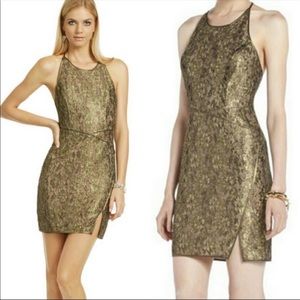BCBG Maxazria gold lace mini dress size 4